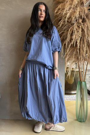 Atik Bubble Sleeve Top Denim /8=